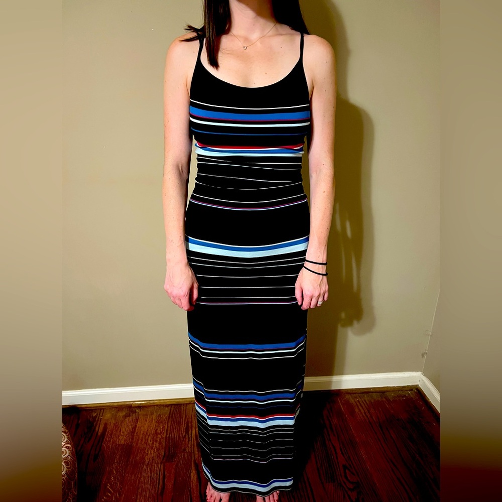 White House Black Market XXS maxi dress black and multi colored